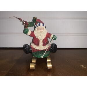 Santa Claus On Sled Figurine Vintage Christmas Ceramic Sleigh‎ Ornamental Décor